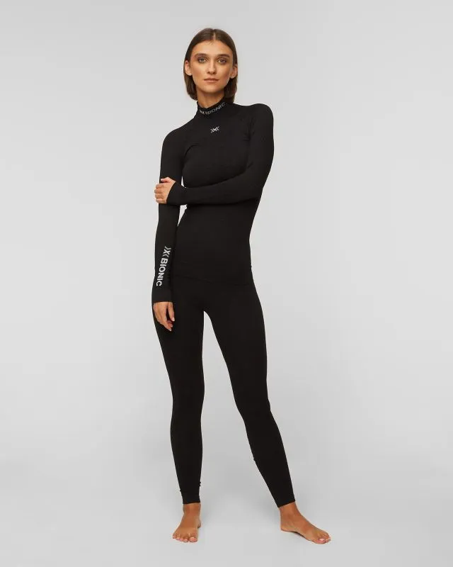 Czarny longsleeve termoaktywny damski z wysokim kołnierzem X-Bionic Energy Accumulator 4.0 Turtle Neck LG SL eawt18w22w-b002