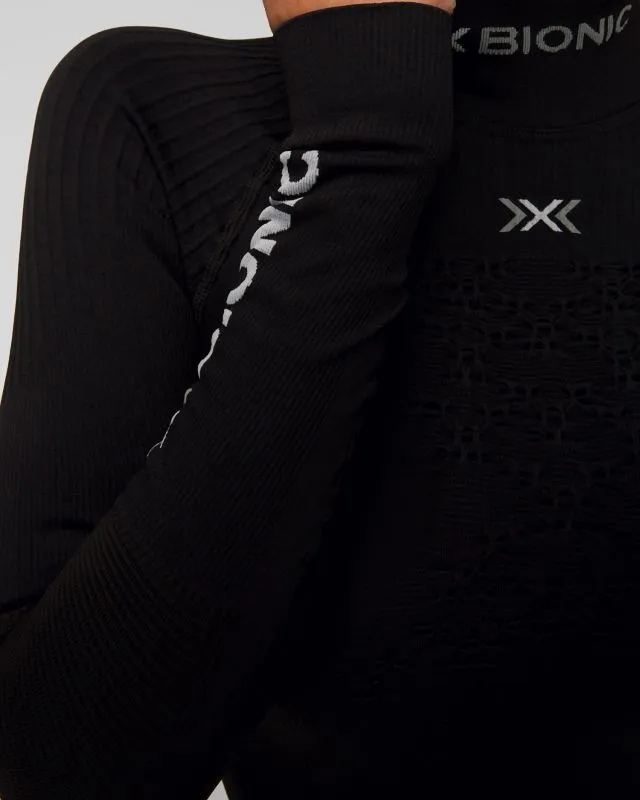 Czarny longsleeve termoaktywny damski z wysokim kołnierzem X-Bionic Energy Accumulator 4.0 Turtle Neck LG SL eawt18w22w-b002