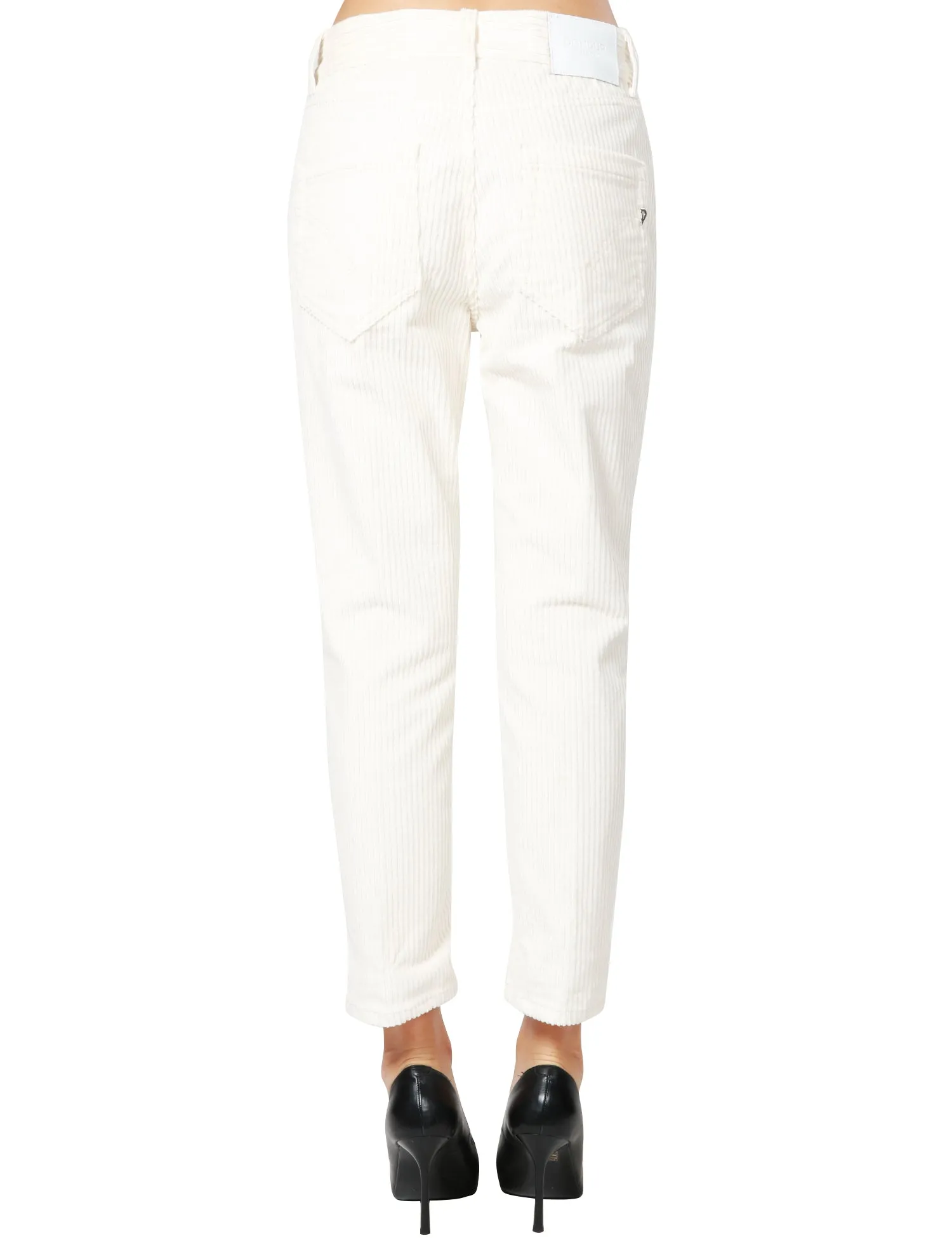 DonDup PANTALONE DONNA DONDUP KOONS PANNA CINQUE TASCHE IN VELLUTO A COSTE CON BOTTONIERA GIOIELLO