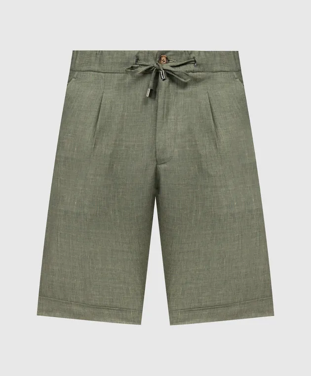 Enrico Mandelli Shorts verdi in lino, lana e seta GYMSHO5334