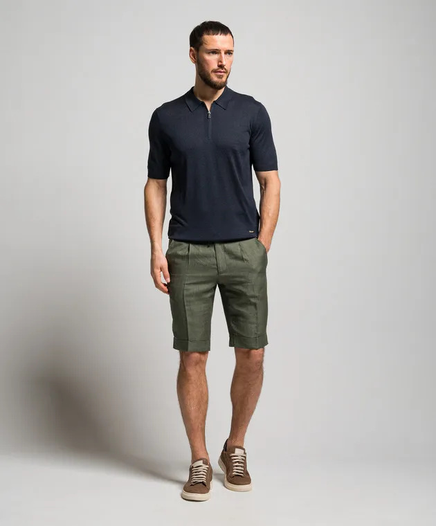 Enrico Mandelli Shorts verdi in lino, lana e seta GYMSHO5334