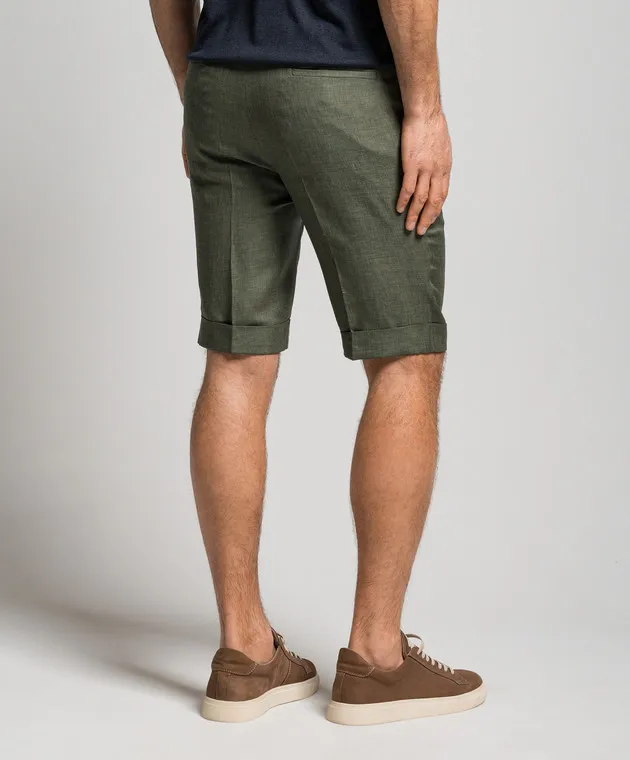 Enrico Mandelli Shorts verdi in lino, lana e seta GYMSHO5334
