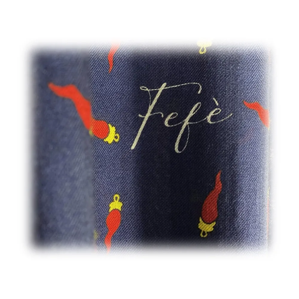 Fefè Napoli - Sciarpa Lana Scaramantia Corno Blu - Sciarpe e Foulard - Handmade in Italy - Luxury Exclusive Collection