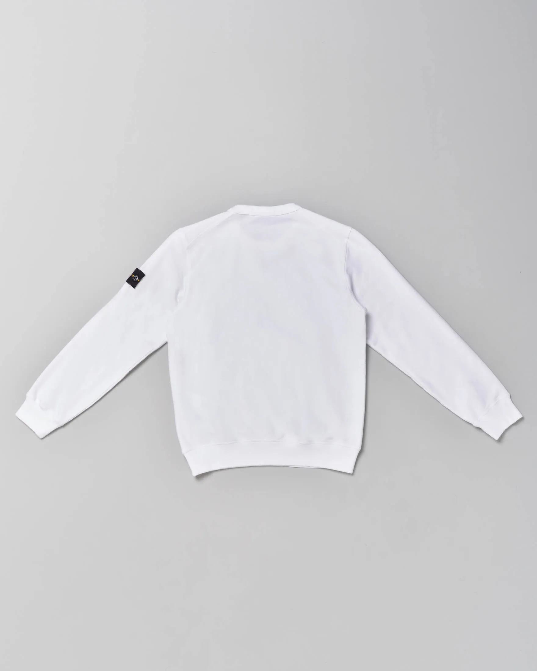 Felpa bianca girocollo in cotone stretch con zip nere in contrasto 8 anni