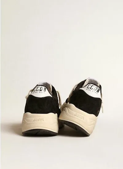 GOLDEN GOOSE Running Sole Sneakers in Black Leather and Nylon Upper with White Star and Heel