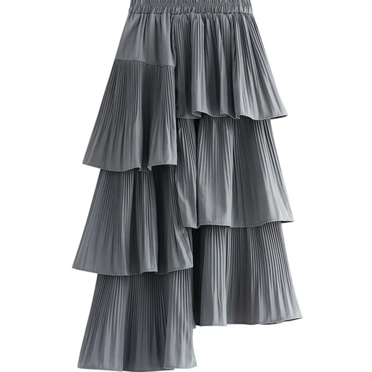 Gonna a strati asimmetrica da donna a strati Moda vita alta Orlo irregolare pieghettato Aline Gonne lunghe 2023 Primavera K230