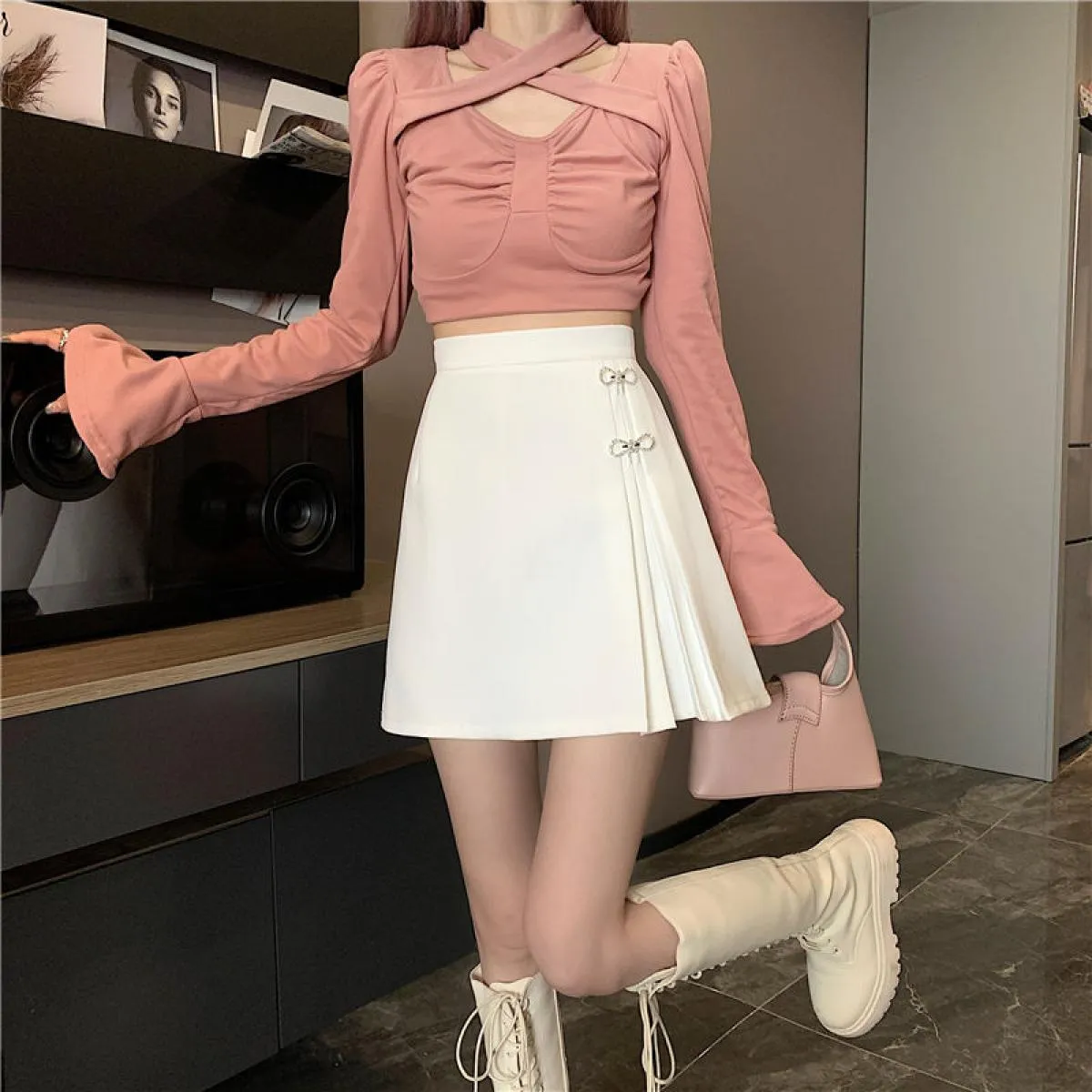 Gonna Donna Vita alta Accogliente Linea a A Solido minimalista Tutte le partite Casual Tenero Stile moda Donna Elegante Autunno