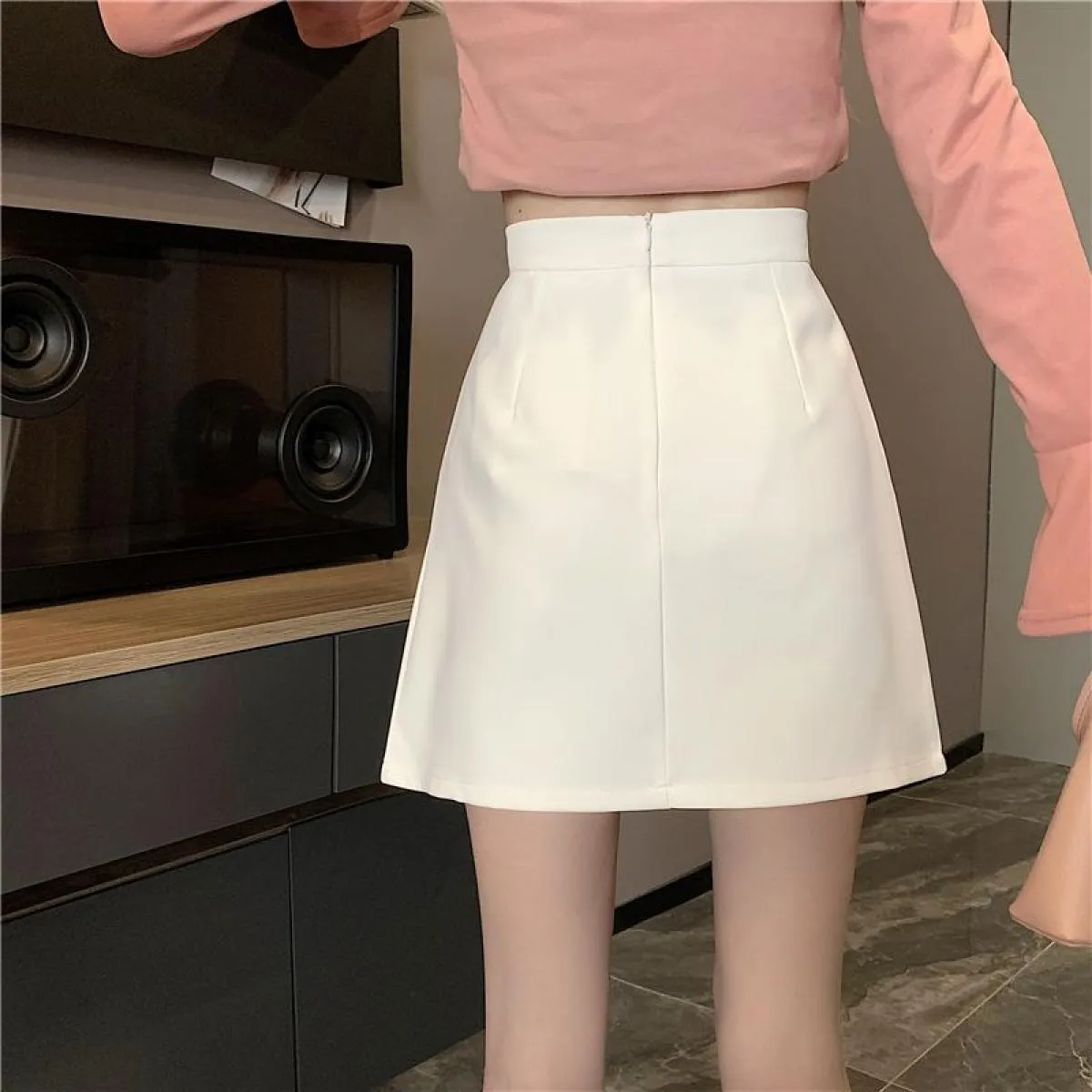 Gonna Donna Vita alta Accogliente Linea a A Solido minimalista Tutte le partite Casual Tenero Stile moda Donna Elegante Autunno