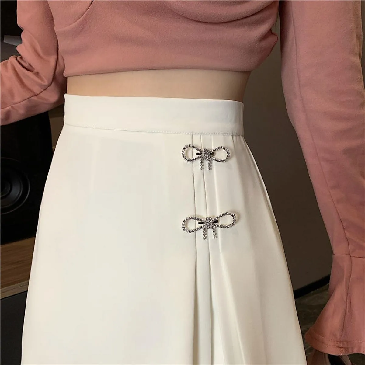 Gonna Donna Vita alta Accogliente Linea a A Solido minimalista Tutte le partite Casual Tenero Stile moda Donna Elegante Autunno