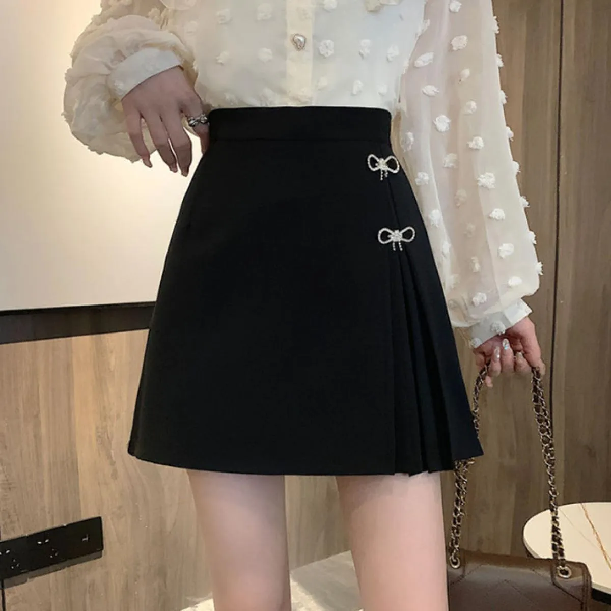 Gonna Donna Vita alta Accogliente Linea a A Solido minimalista Tutte le partite Casual Tenero Stile moda Donna Elegante Autunno