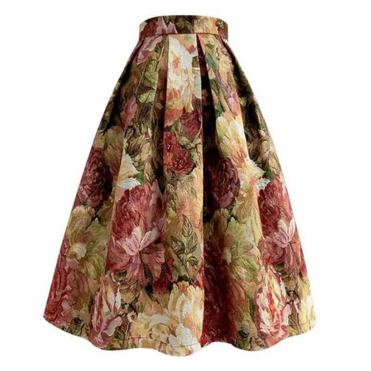 Gonna floreale vintage con pittura a olio da donna Moda tasche a vita alta Gonne ispessite jacquard Sxxxl 2023 Primavera K219