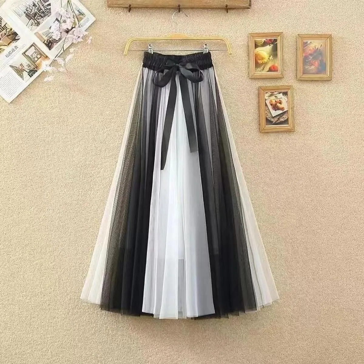 Gonne per donna Primavera Estate Vintage  Streetwear Midi Maxi gonna in tulle Autunno a vita alta Moda Harajuku Sci lungo