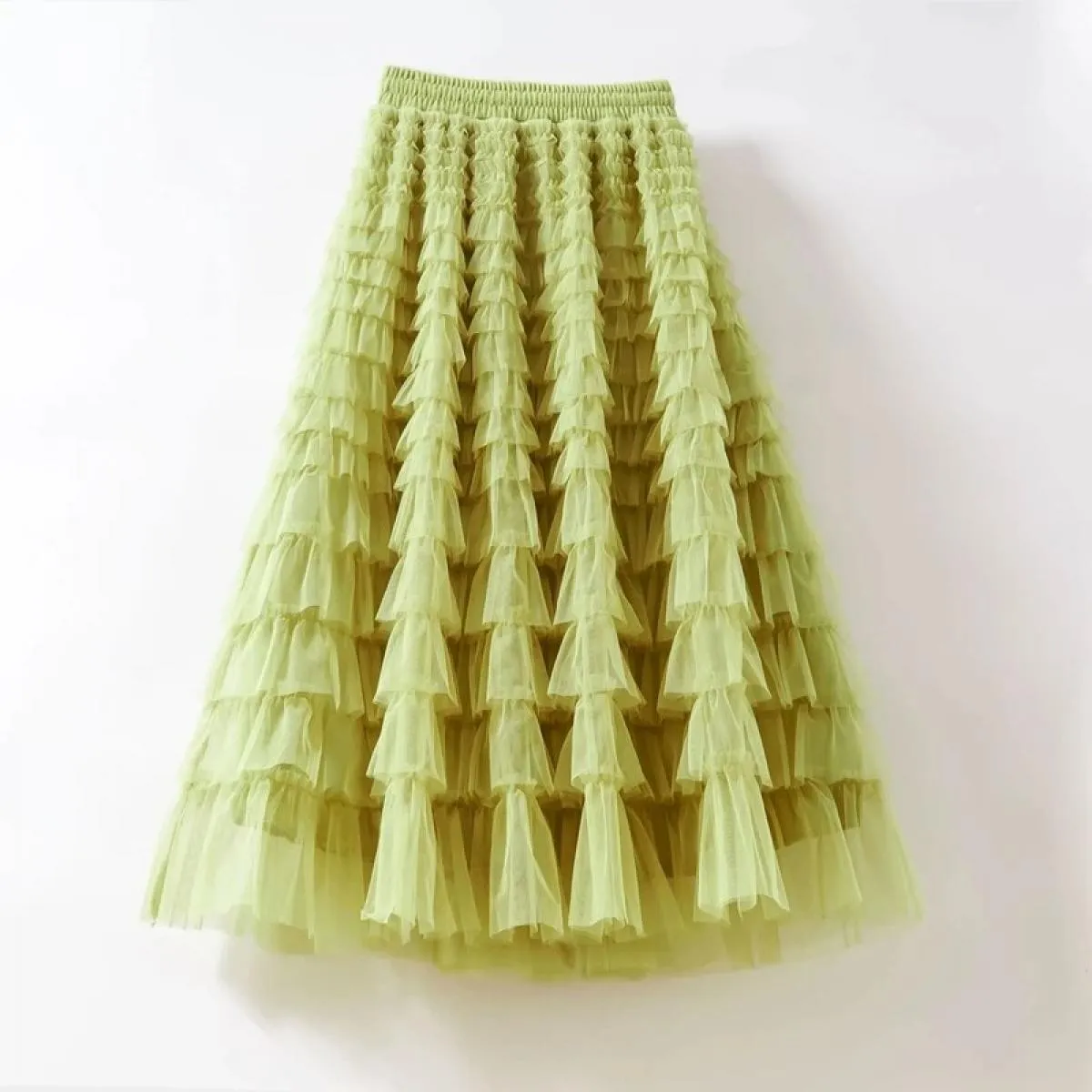 Gonne per torta tutù da donna eleganti volant a cascata gonne lunghe a linea gonna da festa casual elastica in vita femminile go