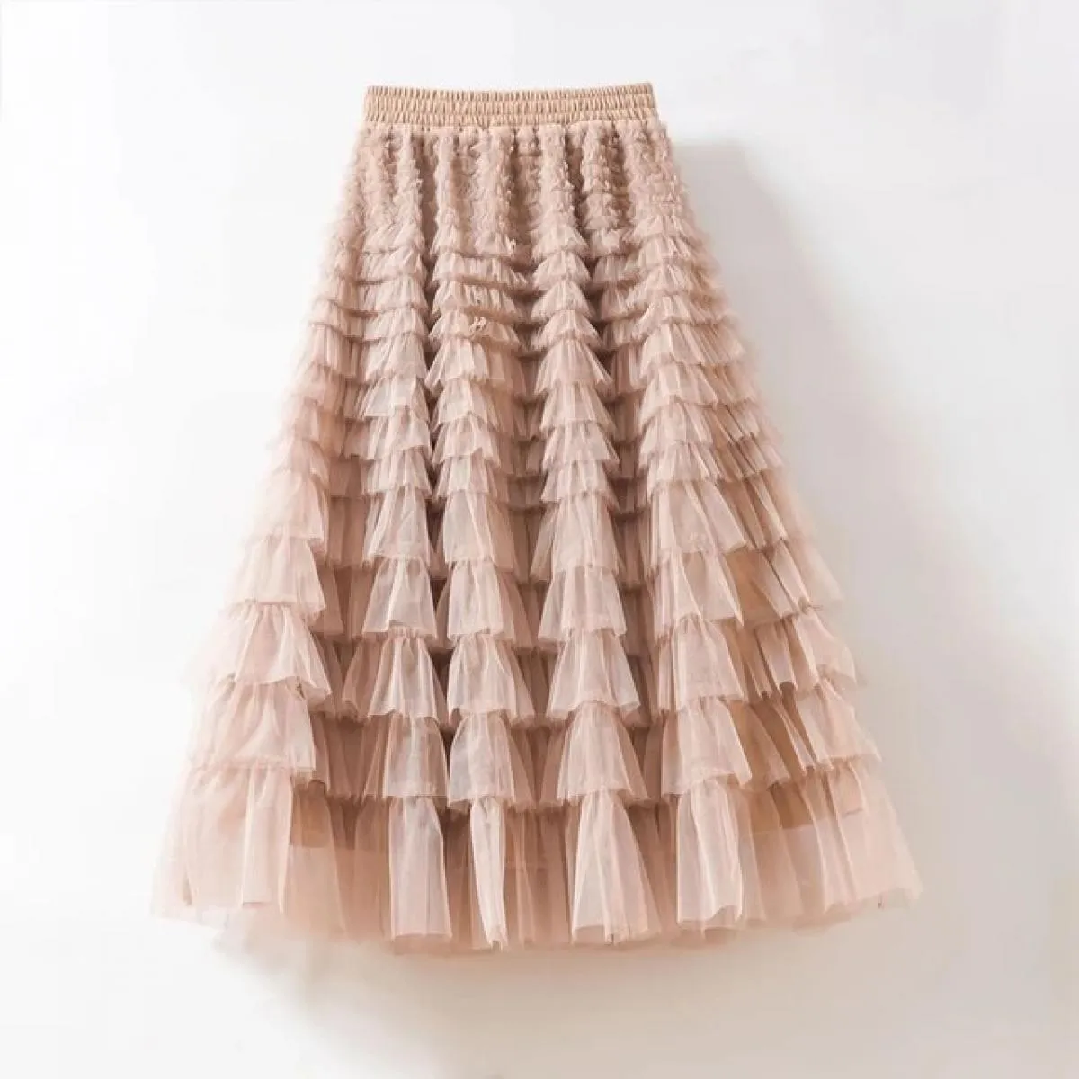 Gonne per torta tutù da donna eleganti volant a cascata gonne lunghe a linea gonna da festa casual elastica in vita femminile go