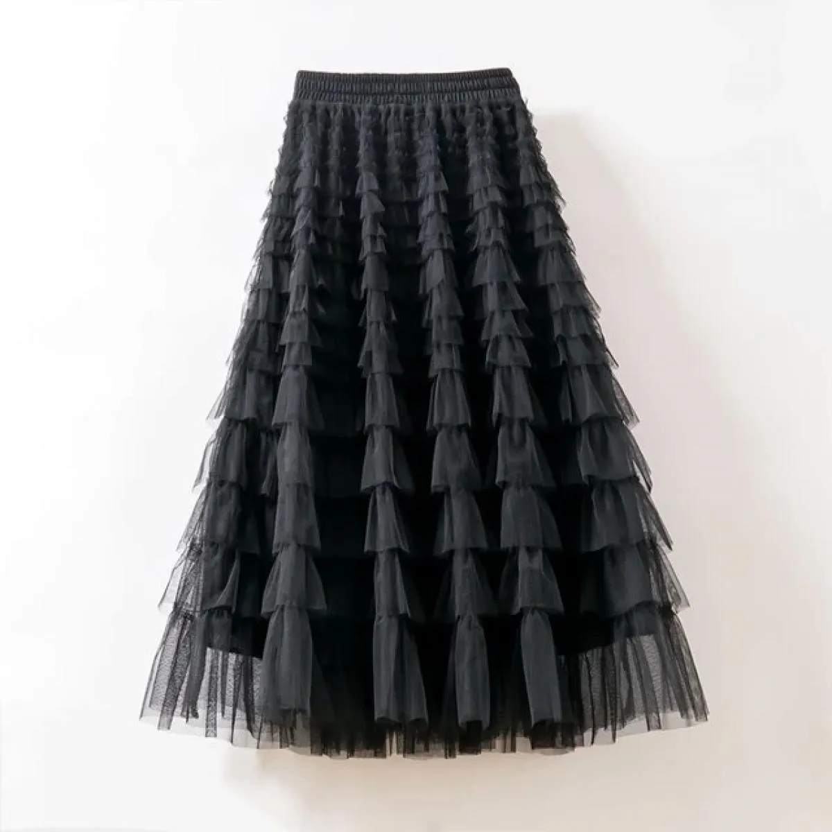 Gonne per torta tutù da donna eleganti volant a cascata gonne lunghe a linea gonna da festa casual elastica in vita femminile go