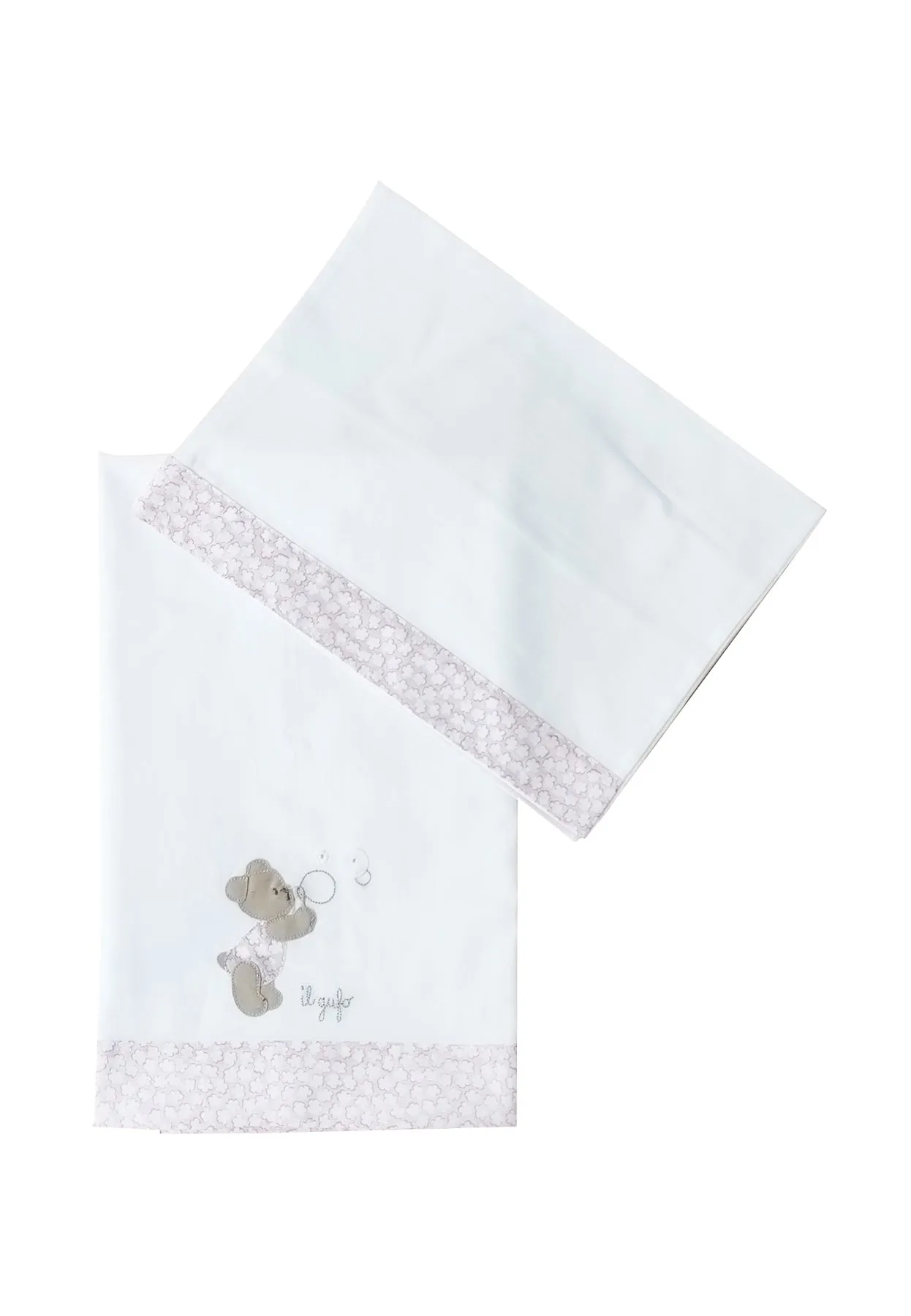 Il Gufo lenzuolino bianco/rosa neonata in cotone