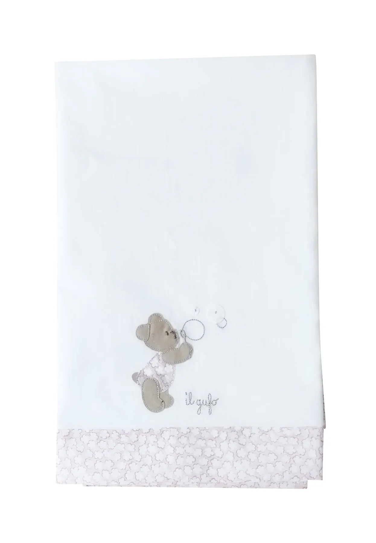 Il Gufo lenzuolino bianco/rosa neonata in cotone