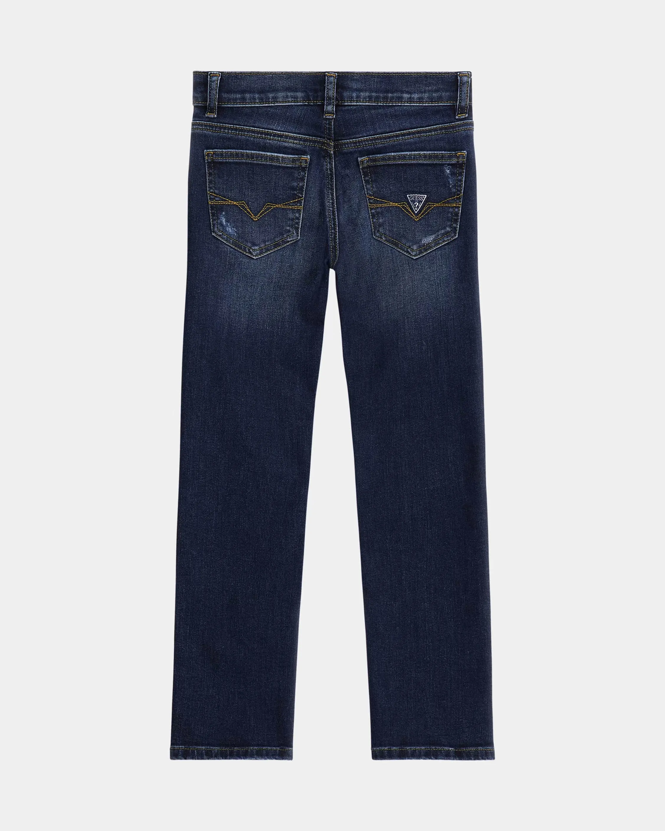 Jeans straight a lavaggio scuro stone washed con abrasioni 10-16 anni