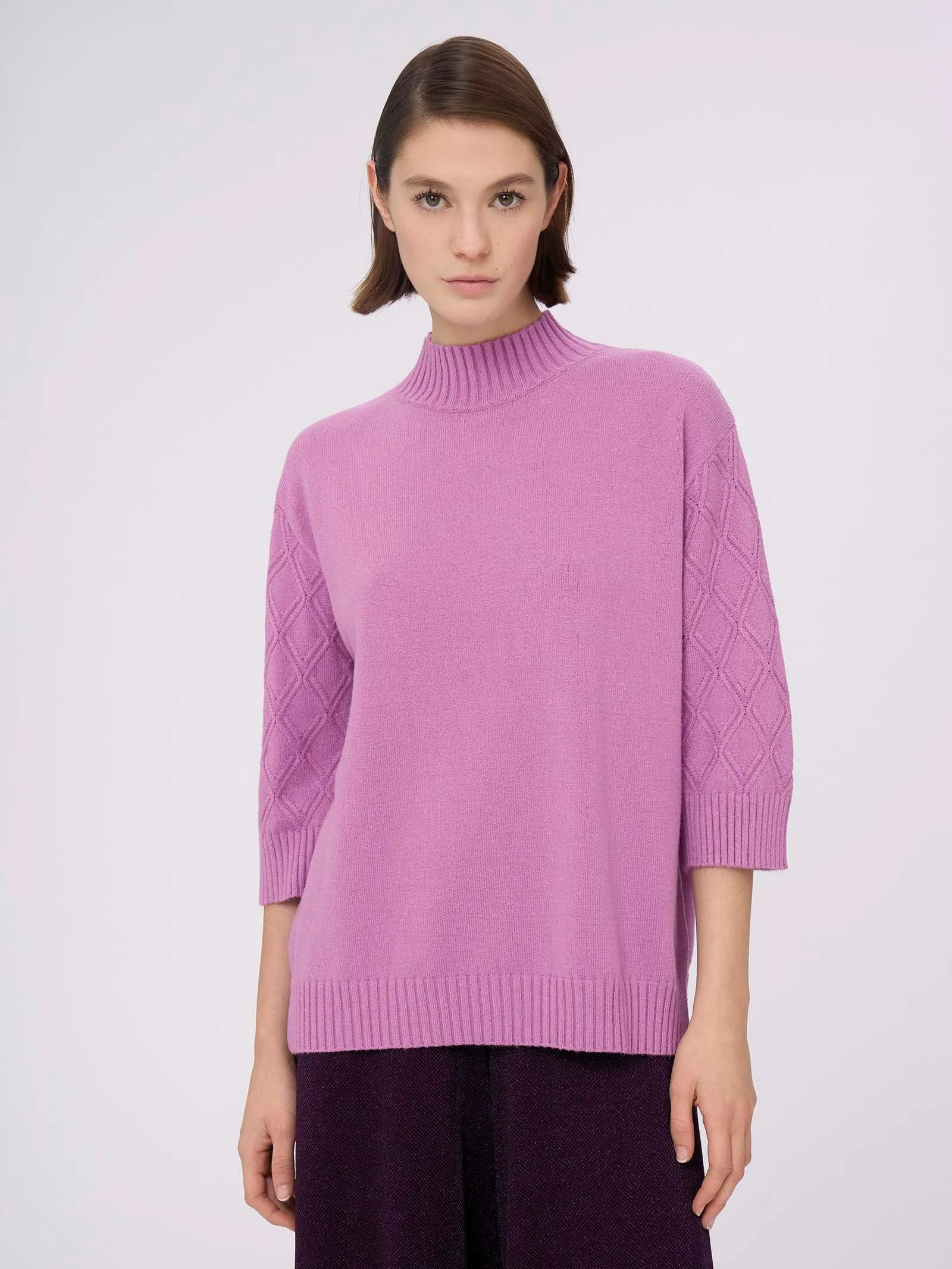 Lupetto con manica a 3/4 in filato Super Soft - Mulberry