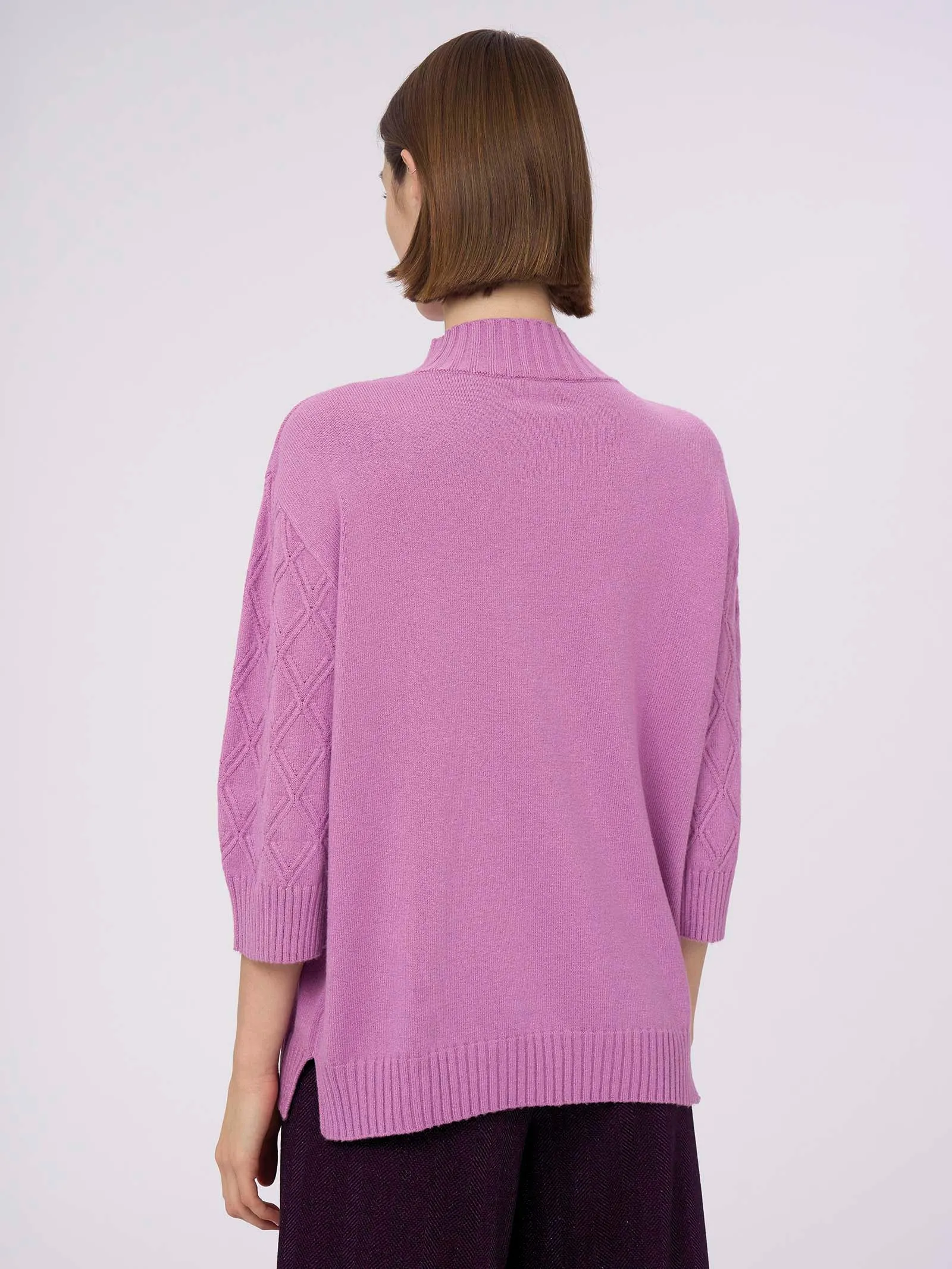 Lupetto con manica a 3/4 in filato Super Soft - Mulberry