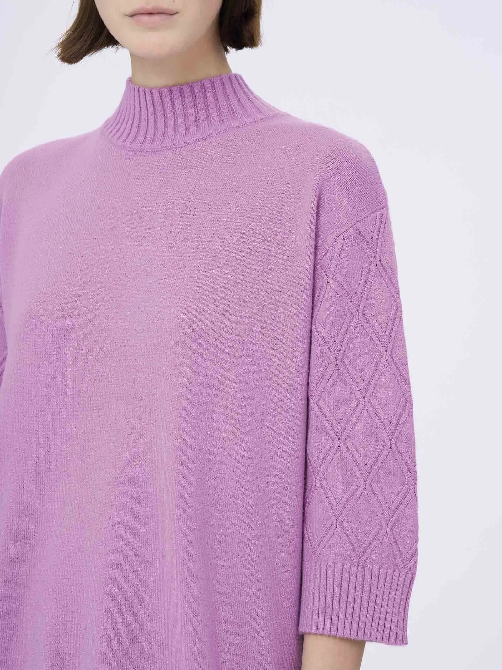 Lupetto con manica a 3/4 in filato Super Soft - Mulberry
