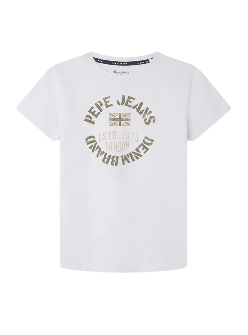 Maglietta Pepe Jeans Ronal Bianca Per Bambino