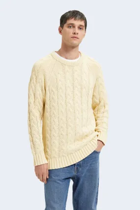 Maglione Selected slhbill ls knit  cable crew neck w – 16086658 Panna