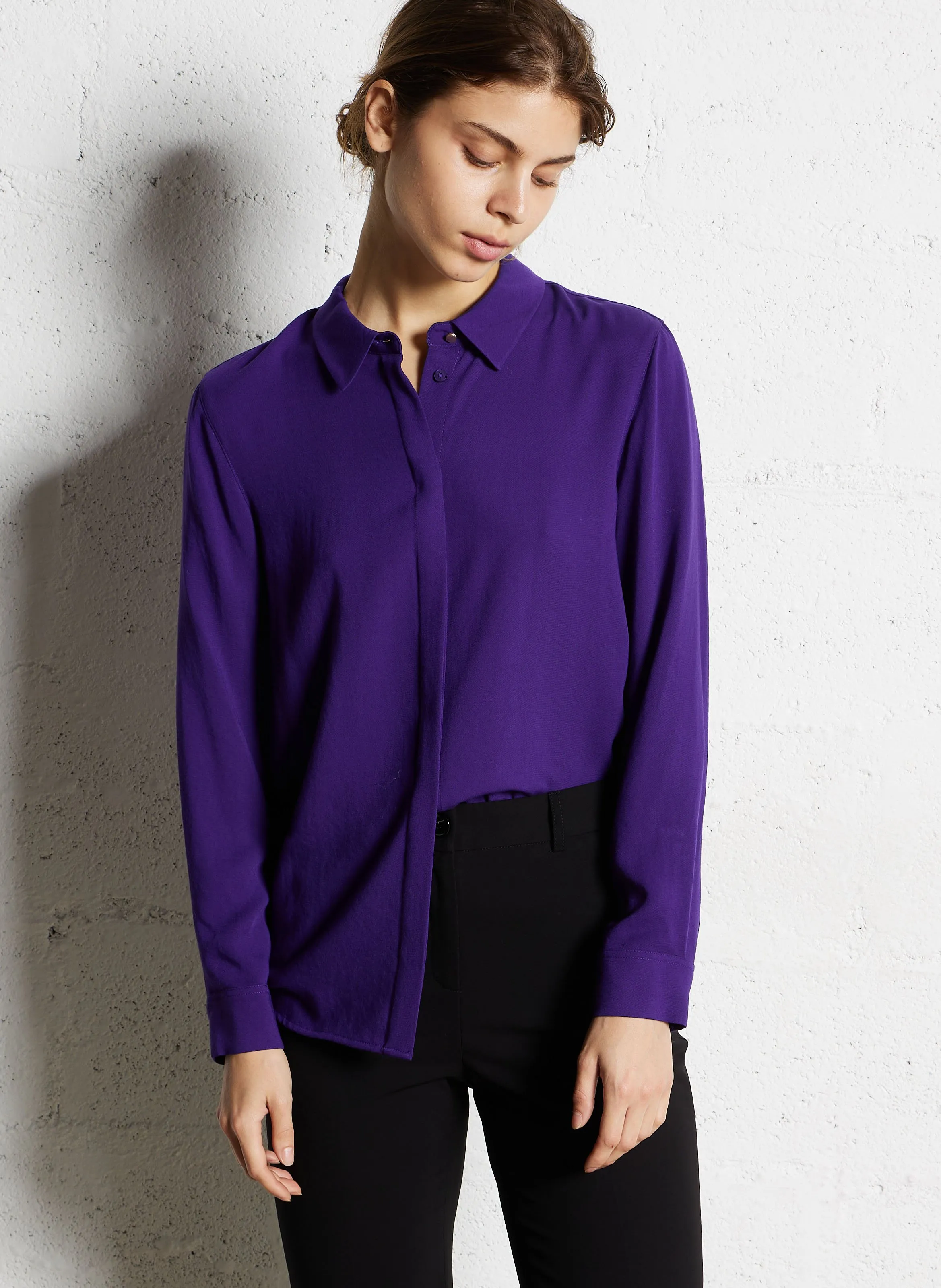  MAISON 123   MATEA - Camicia fluida collo classico | Viola