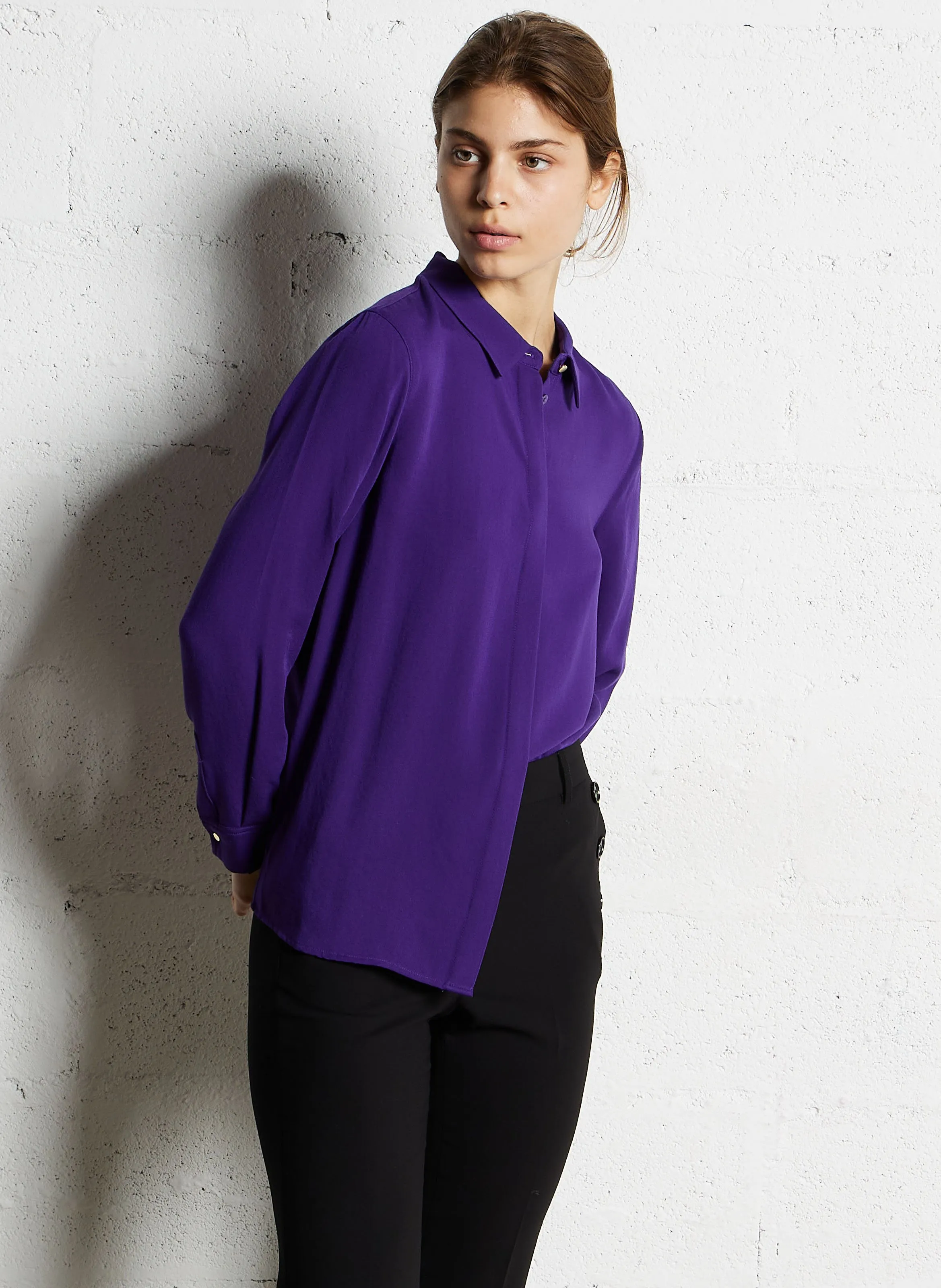  MAISON 123   MATEA - Camicia fluida collo classico | Viola