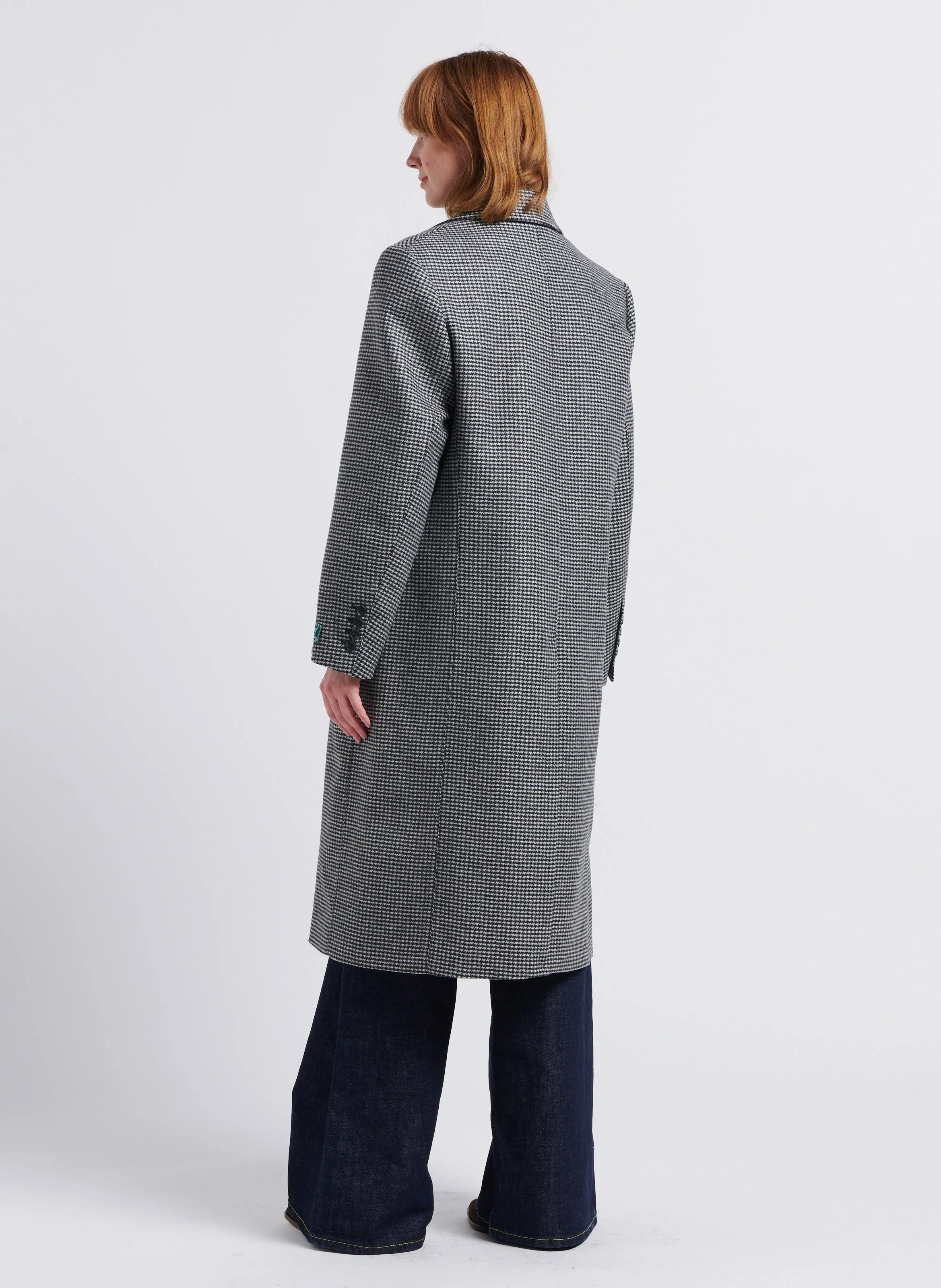 MARGAUX LONNBERG   SHARIE - Cappotto lungo con revers e motivo pied-de-poule in misto lana vergine | Grigio