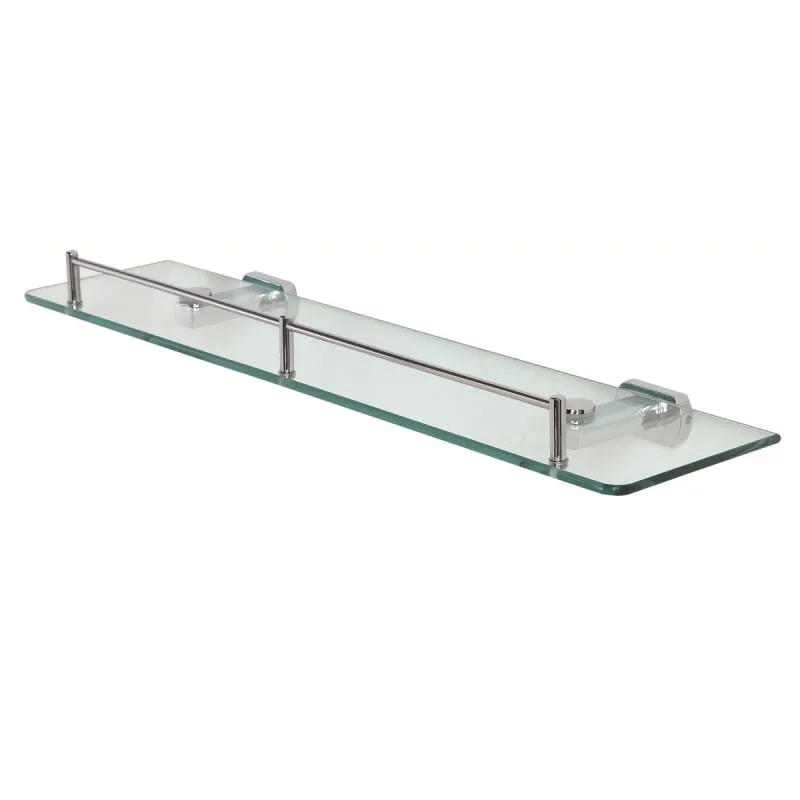 Mensola cromo vetro con piastre in acciaio antiruggine 50 cm linea deluxe Feridras 091041-b 