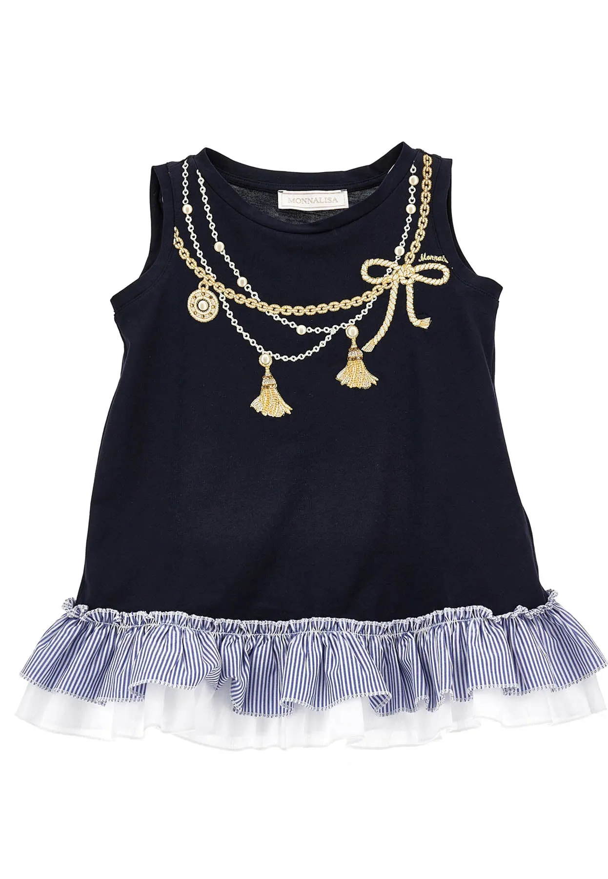 Monnalisa T-Shirt blu bambina in felpa di cotone
