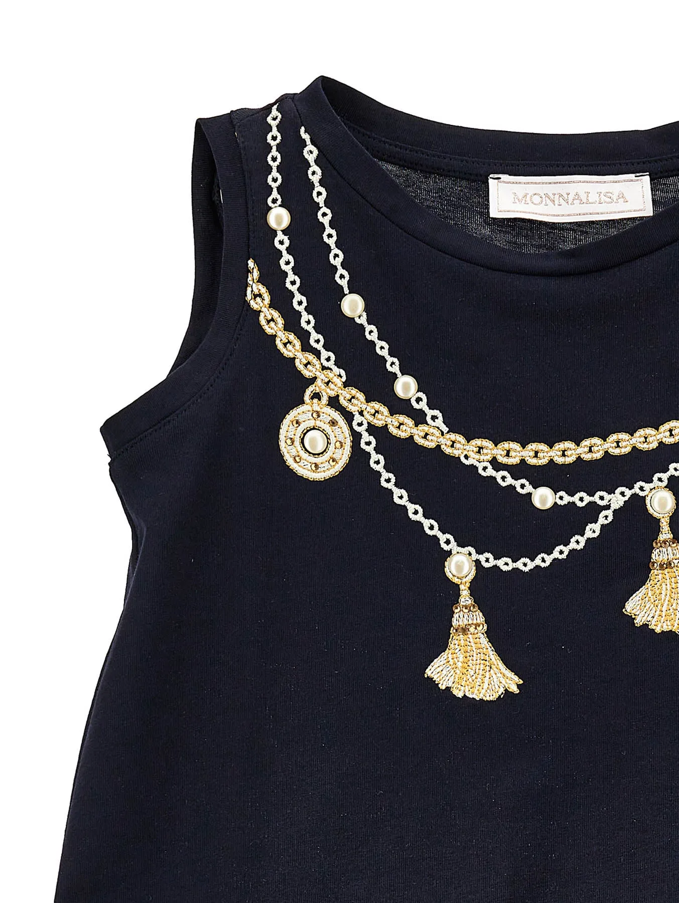 Monnalisa T-Shirt blu bambina in felpa di cotone