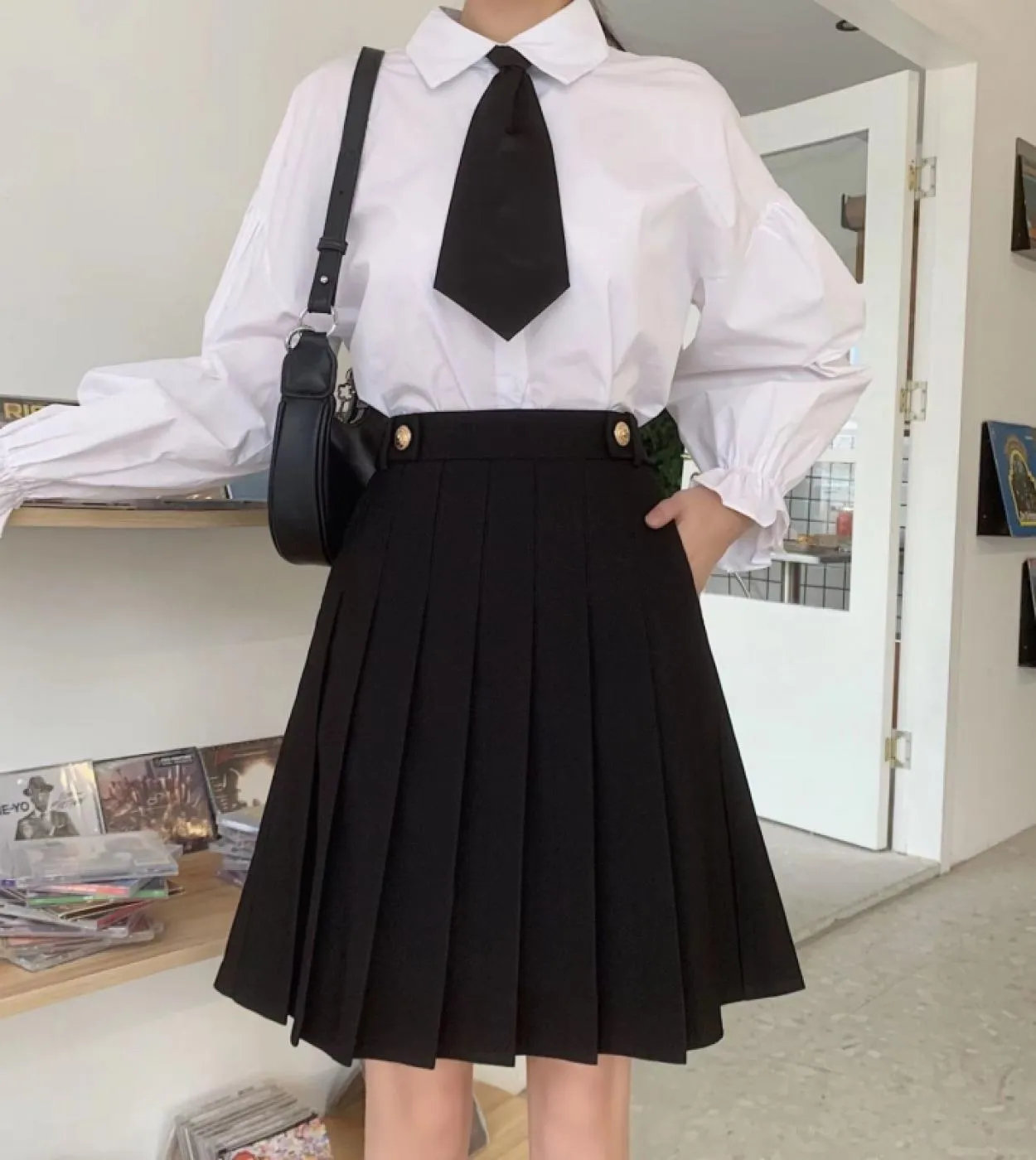 Moukyun Elegante Gonna Primavera Donna Semplice Casual Tutto Abbinamento Gonne Donna Vita Alta Solido Studente Minigonne A Piegh