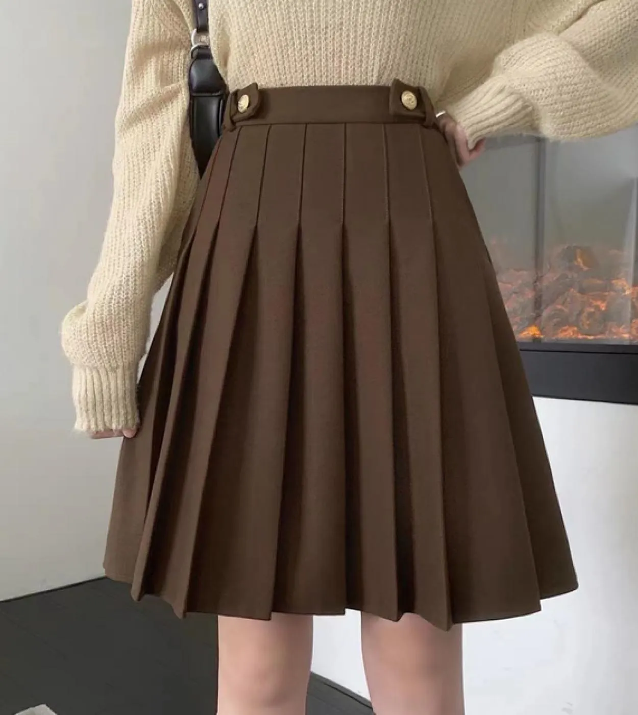 Moukyun Elegante Gonna Primavera Donna Semplice Casual Tutto Abbinamento Gonne Donna Vita Alta Solido Studente Minigonne A Piegh