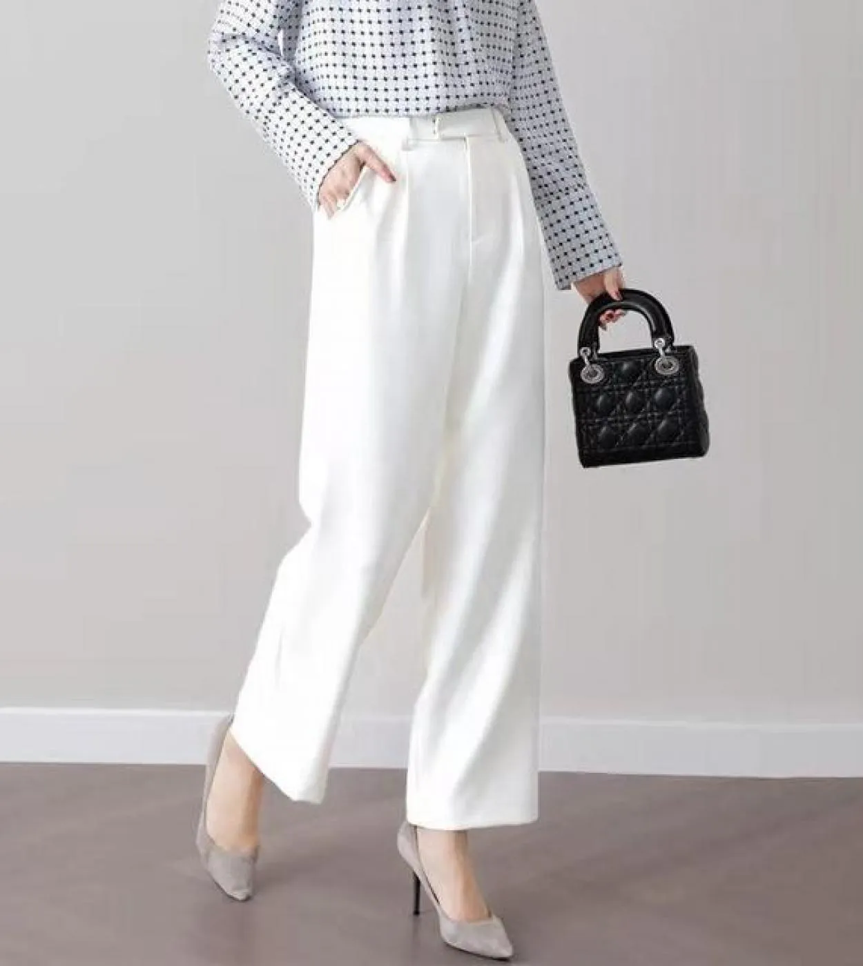 Nuovo arrivo estate donna casual cerniera allentata vita pantaloni gamba larga pantaloni tutti abbinati eleganza pantaloni bianc