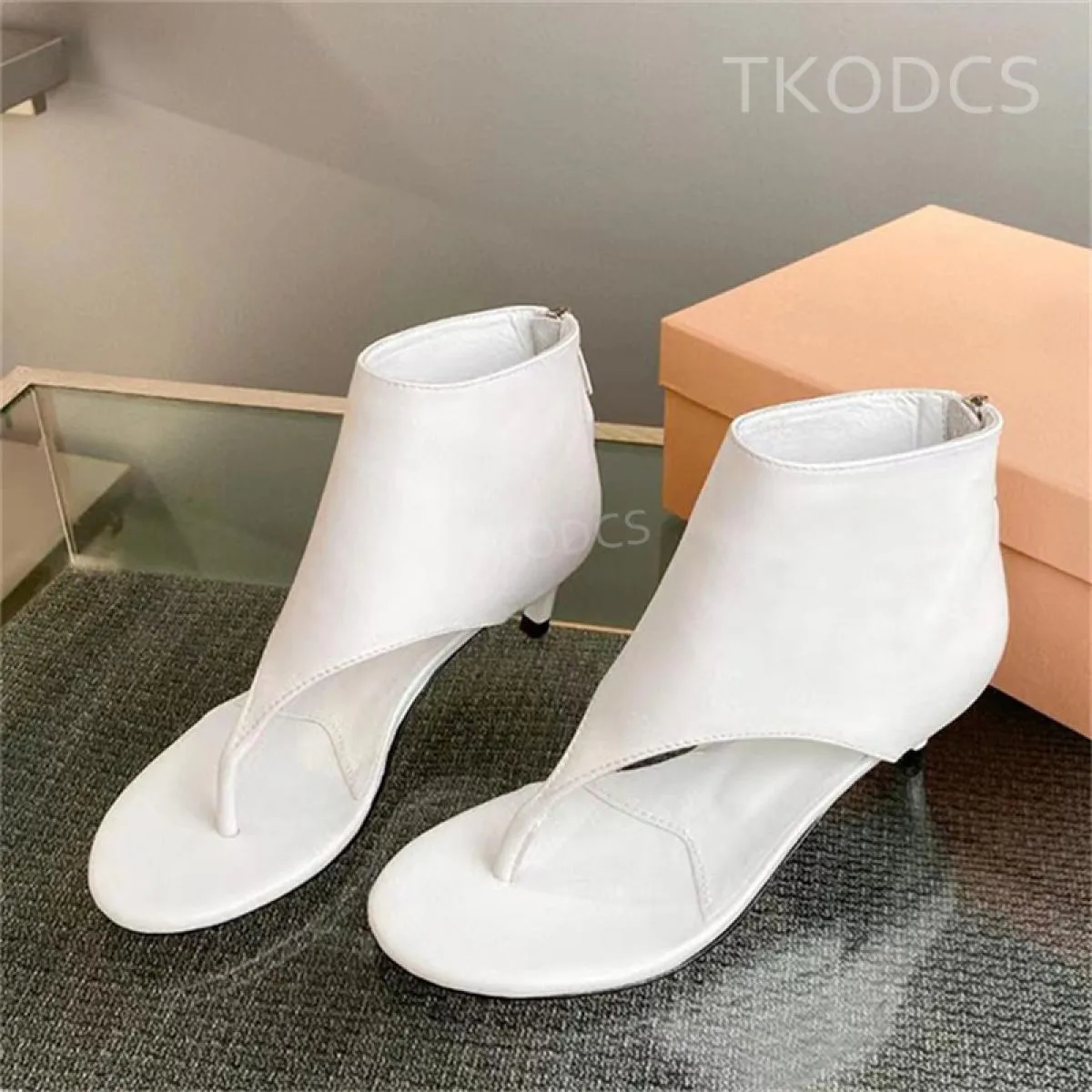 Nuovo stile Stivali estivi Donna Infradito Stivaletti Lady Peep Toe Scarpe da passerella Donna Moderni stivali elasticizzati pia