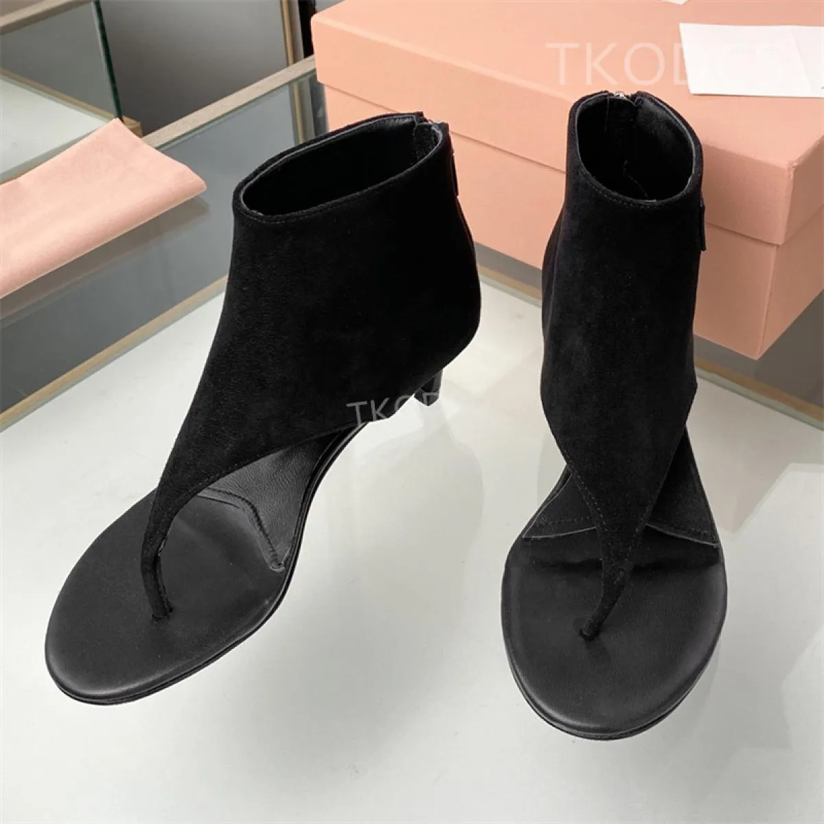Nuovo stile Stivali estivi Donna Infradito Stivaletti Lady Peep Toe Scarpe da passerella Donna Moderni stivali elasticizzati pia