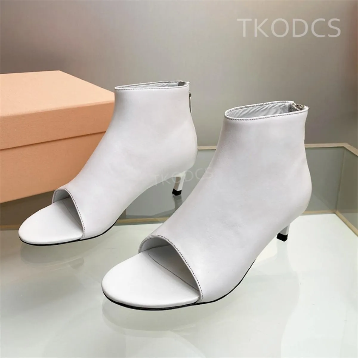 Nuovo stile Stivali estivi Donna Infradito Stivaletti Lady Peep Toe Scarpe da passerella Donna Moderni stivali elasticizzati pia
