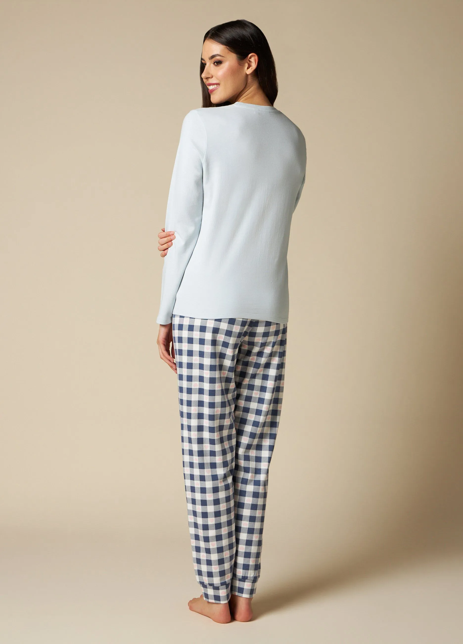 NYMOS  Set pigiama lungo in puro cotone donna