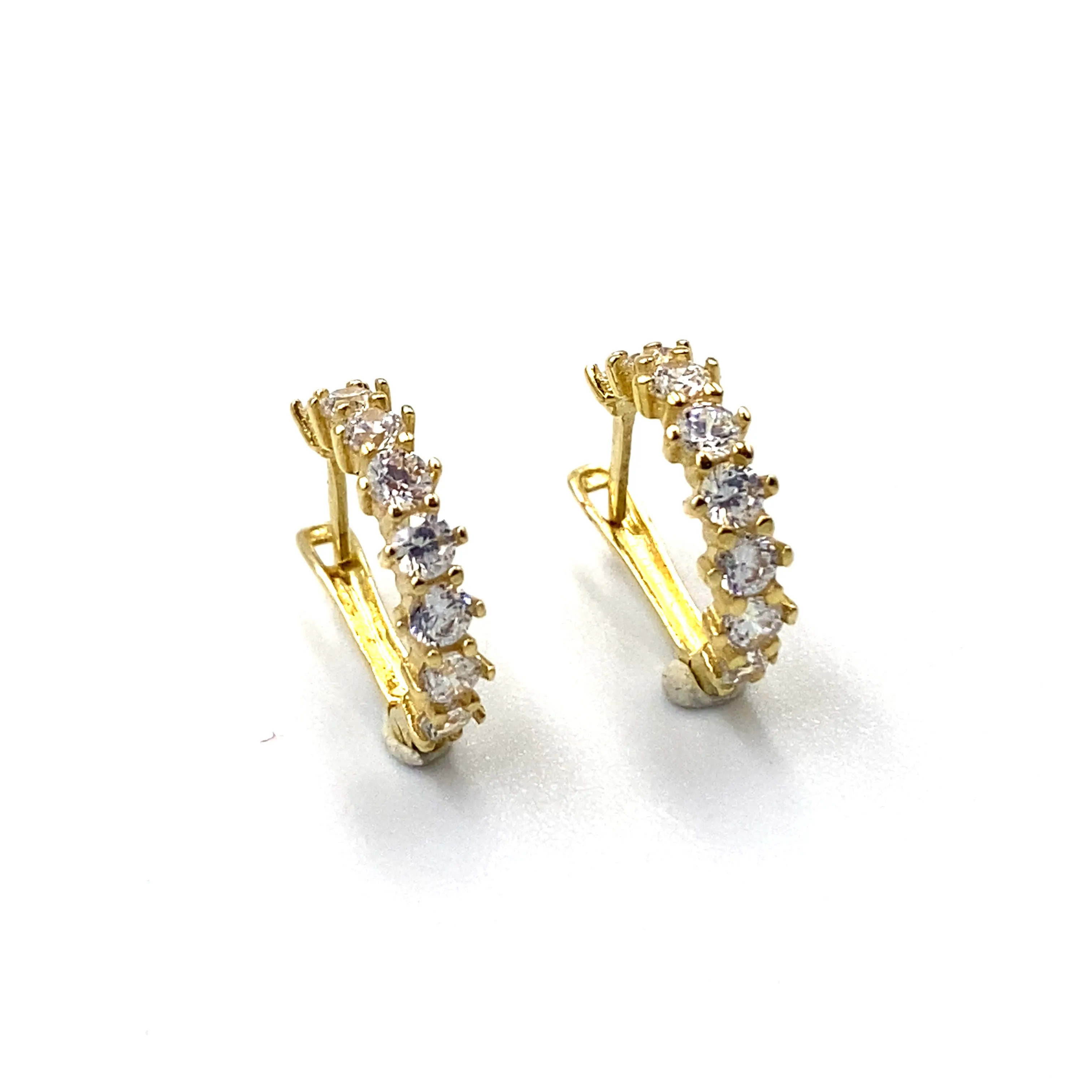 Orecchini Cerchio con Zirconi Oro Giallo
