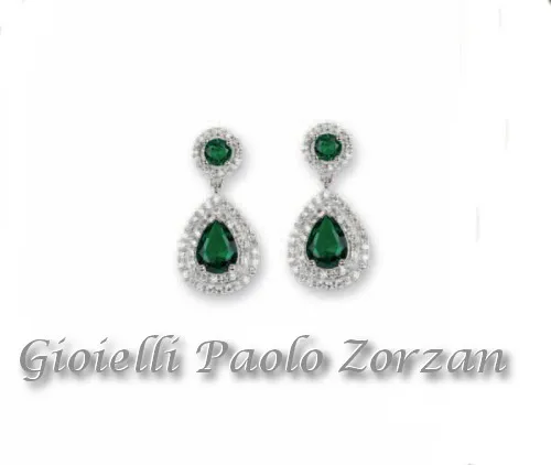 Orecchini in argento 925 con Swarovski e quarzo verde Ref. 6084