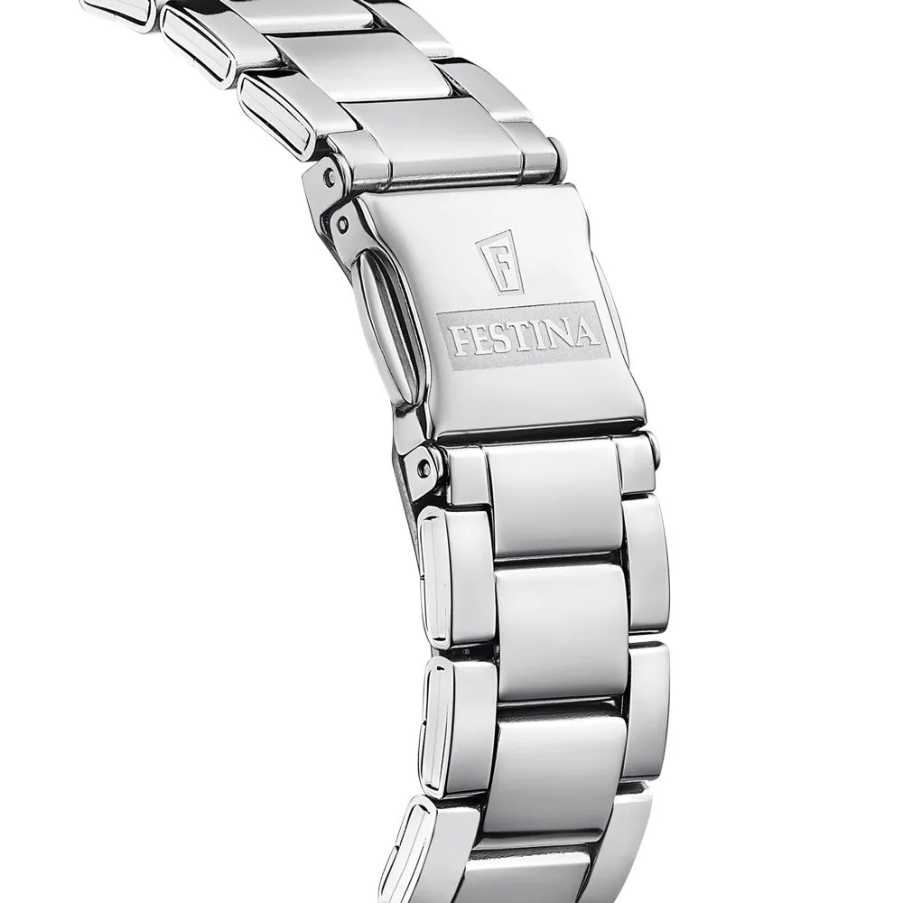 Orologio Al Quarzo Festina Alegria F20622/d Cassa Rotonda Acciaio Argentato 36.8 mm Quadrante Azzurro Cinturino Acciaio Argentat