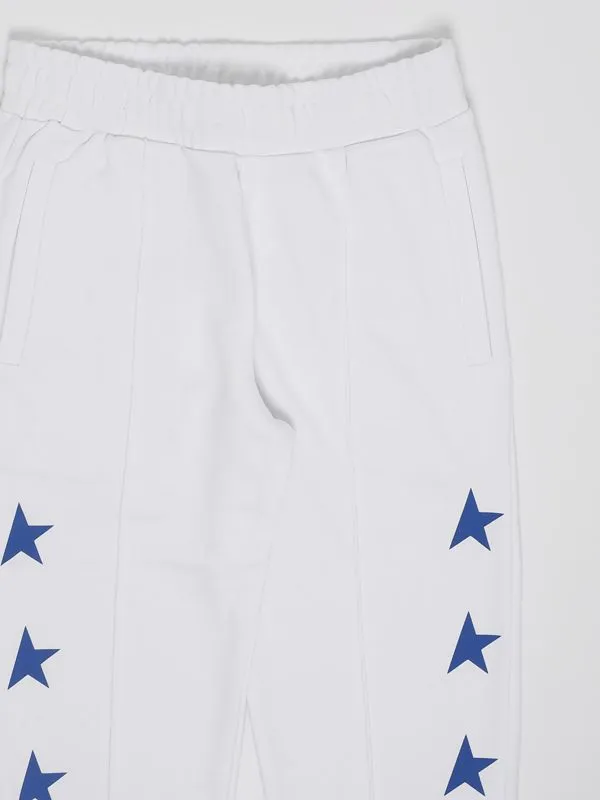 Pantalone bambino Golden Goose jogger in misto cotone Bianco-Royal