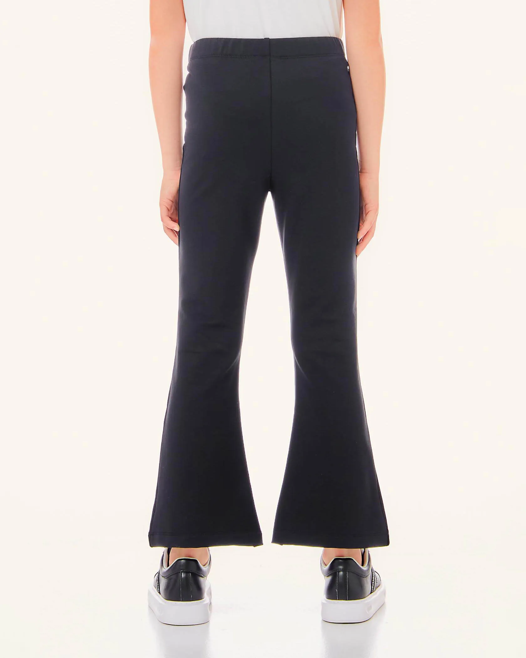 Pantalone nero in cotone stretch con pinces e spacchetti sul davanti 10-16 anni