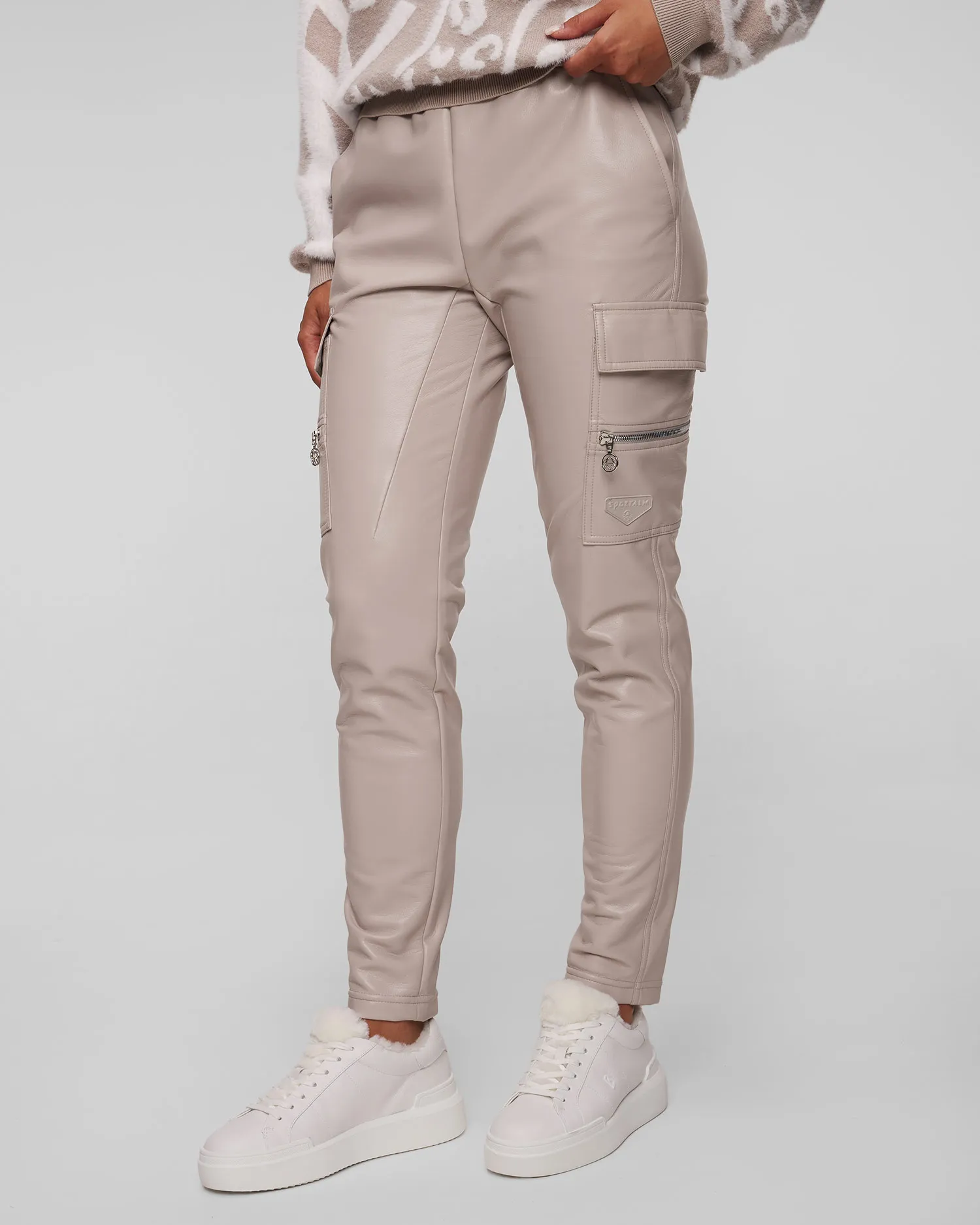 Pantaloni beige in ecopelle da donna Sportalm 1856515496-string