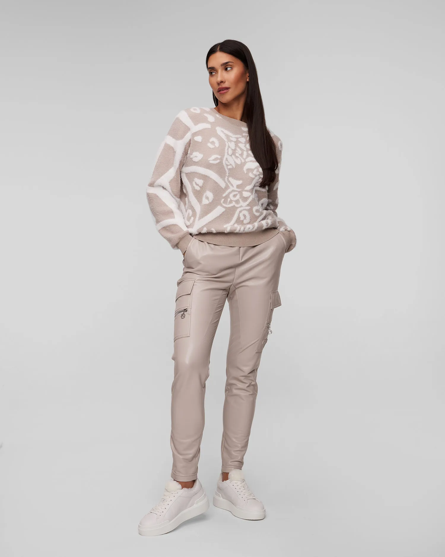 Pantaloni beige in ecopelle da donna Sportalm 1856515496-string