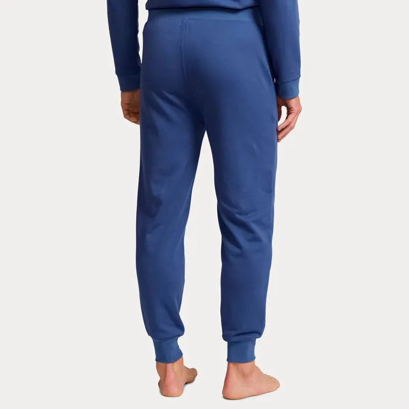 Pantaloni da notte blu in jersey con logo 