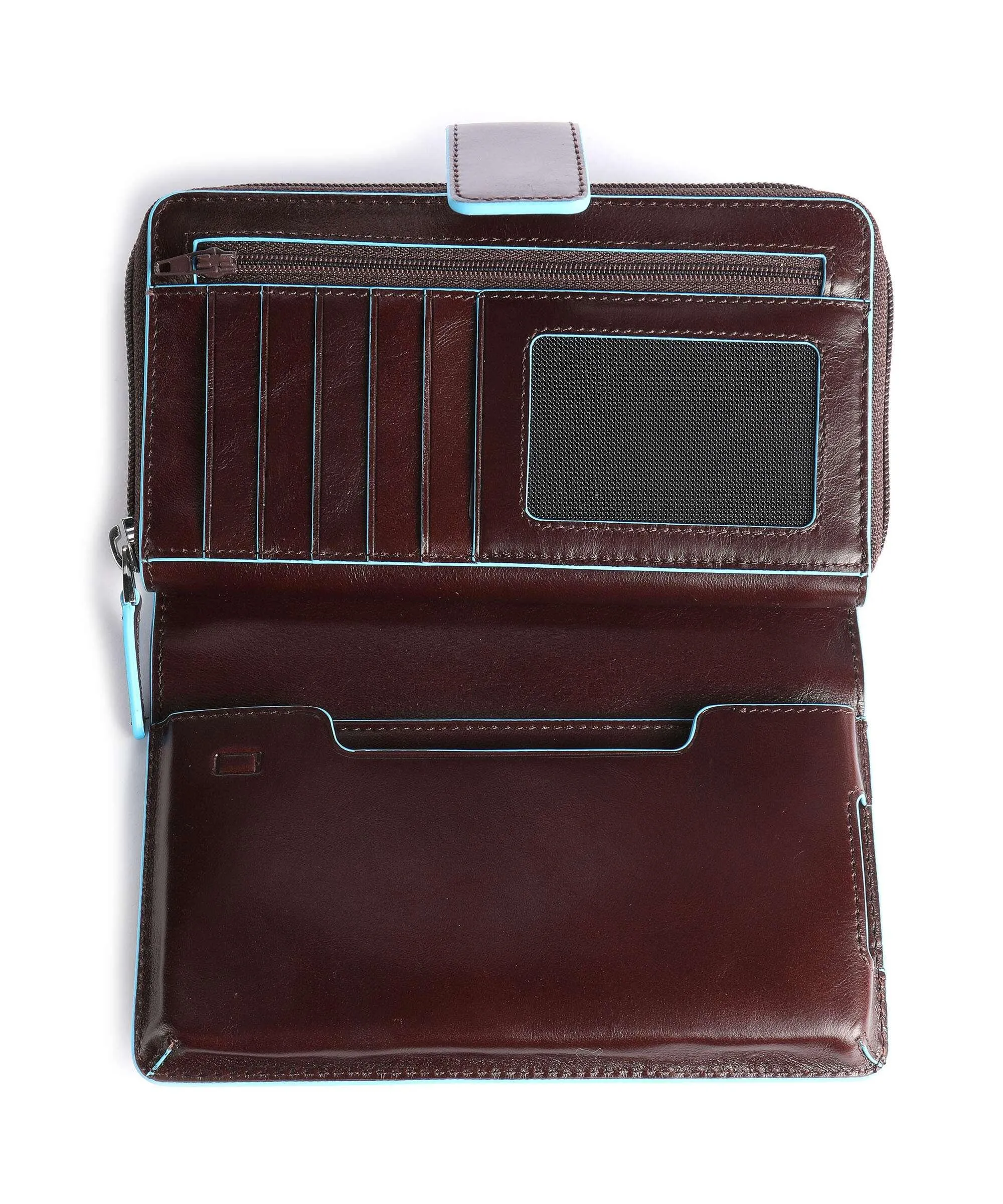  Piquadro Blue Square RFID Portafoglio pelle di vacchetta liscia mogano  