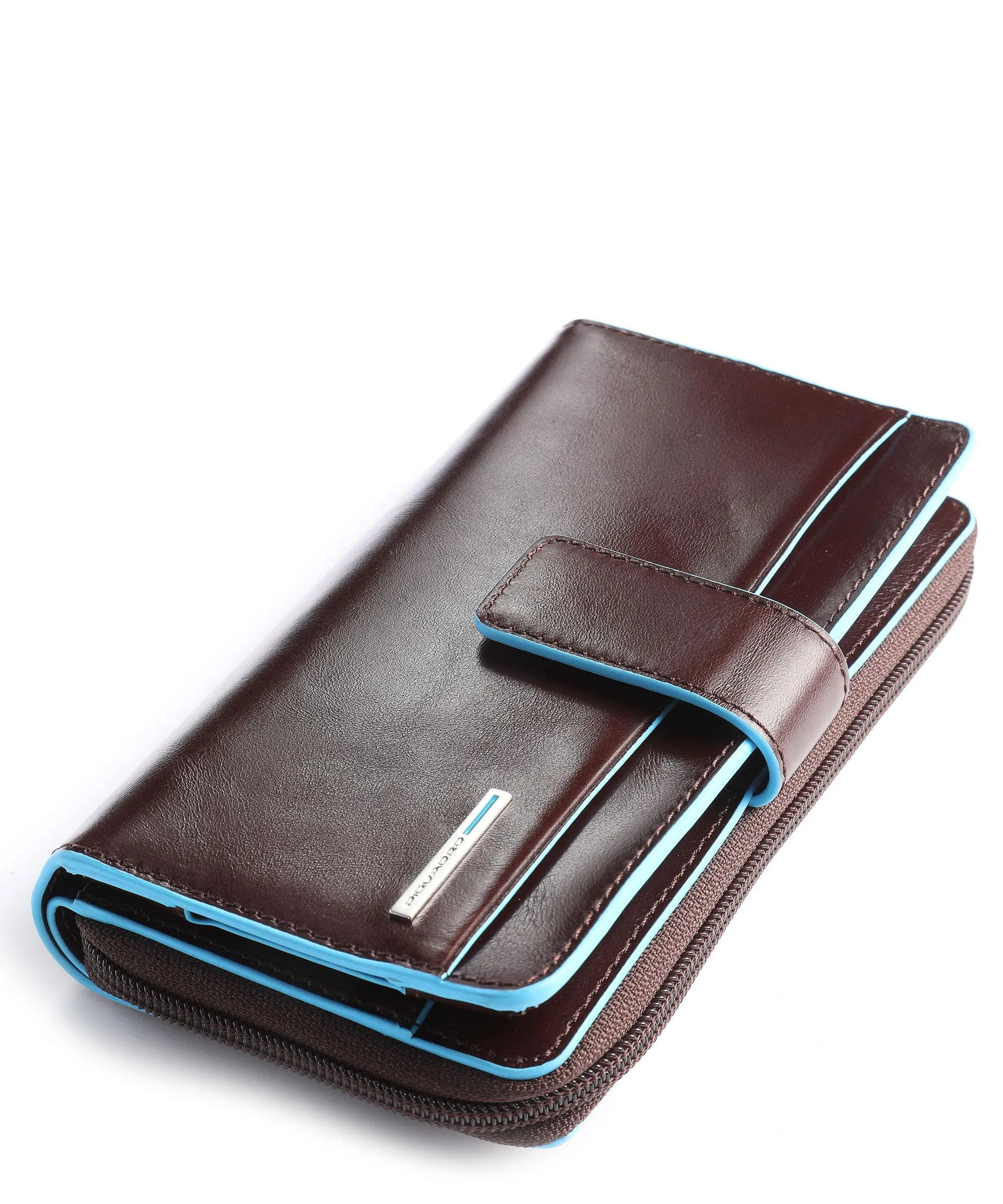  Piquadro Blue Square RFID Portafoglio pelle di vacchetta liscia mogano  